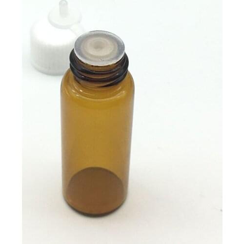 50pcs 5ml Amber Glass Empty Bottles Essential Oil Bottle with Orifice Reducer Siamese Plug Perfume Sample Test Vials