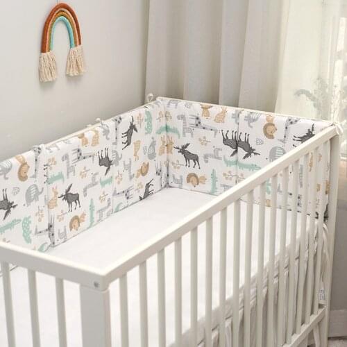 6pc/set Bed Circumference Crib Protection Pad Square Bed Surrounding Crib Decoration Printed Pillow Crib Bumper Baby Bedding Set