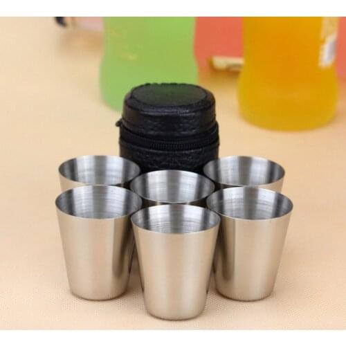 6PCS 30ml Double Wall Stainless Steel Coffee Mug Portable Cup Travel Tumbler Coffee Jug Milk Tea Cups