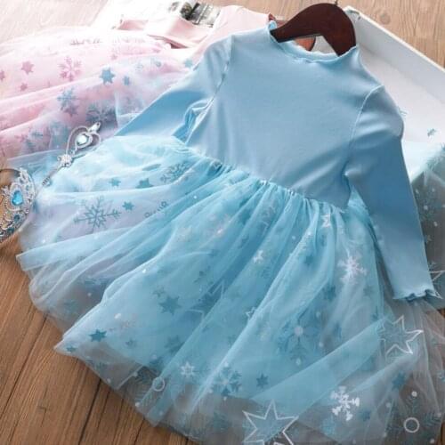 Shining Snow Queen dresses for children Autumn Winter Baby Girl Long Sleeve Dress Birthday Party Vestido Kids Girls Clothes