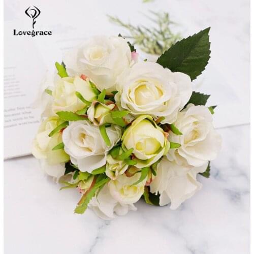 Wedding Roses Bouquet Flower Marriage Accessories Small Bridal Bouquet Silk Roses Wedding Bouquet for Bridesmaids Decor 18 Heads