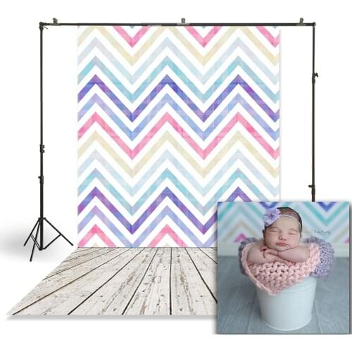 HUAYI Newborns Child Baby Photography Backdrop Colorful Chevron Pattern Customize Studio Photo Booth Background D-2542