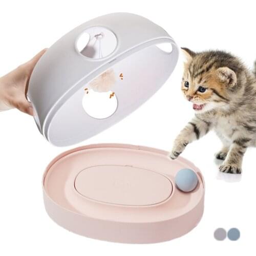 3 In 1 Pet Cat Toy Ball Track Game Simulated Stuffed Ball Animal Scratchers Toys Slow Feeding Puzzle Toy Training Interactive