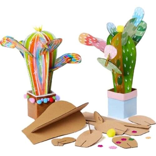 DIY Art And Craft Toys For Children Carton Paper Material Manual Lovely Cactus Frame Kindergarten Educative Girl Boy Toys