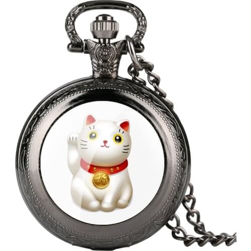 Pocket Fobs Fine Chain Pocket Watch for Women Men Cartoon Pattern Quartz Pocket Watch Arabic Digital Gift for Pocket Watch
