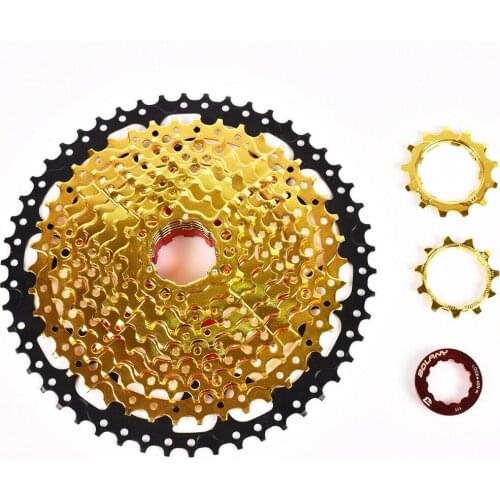 BOLANY MTB Bike Freewheel 10 Speed Cassette 11-50T Gear Ratio Steel Black Gold Mountain Bicycle Flywheel Sprocket Bike Parts