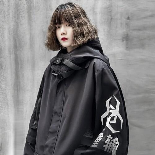 Mens clothes Harajuku streetwear Detachable sleeve jacket casual zipper solid printing hooded cardigan oversized vaporwave