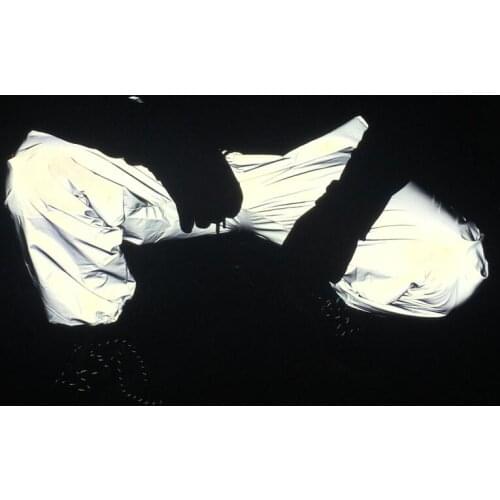 Wholesale men night reflective long pants street dance hip hop jogger pants man elastic waist casual reflective sweatpants M-3XL