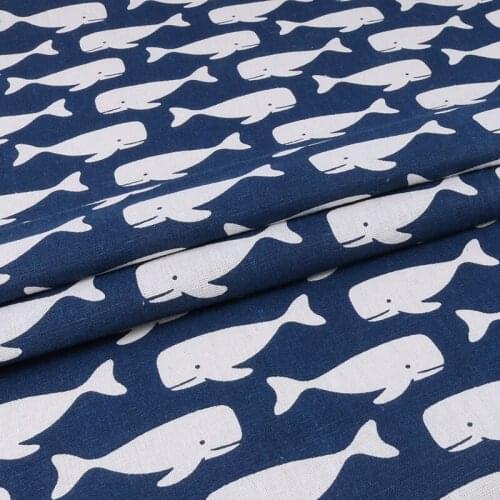 Nanchuang Whale Printed Cotton Linen Fabric For Quilting Sewing DIY Sofa Table Cloth Furniture Cover Curtain Bags Cushion Fabric