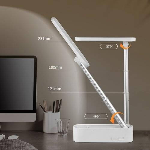 Stepless Dimmable Desk Reading Lights Foldable Rotatable Touch Switch LED Table Lamp DC 5V USB Charging Port Foldable Desk Lamps