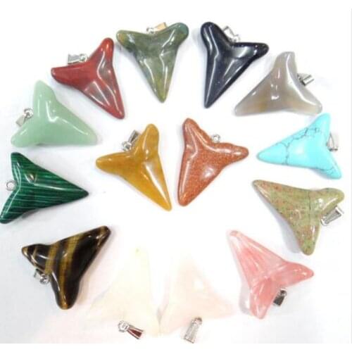 Natural Stone Quartz Crystal Turquoises Opal tiger eye aventurine pendant for diy Jewelry making necklace Accessories12pcs