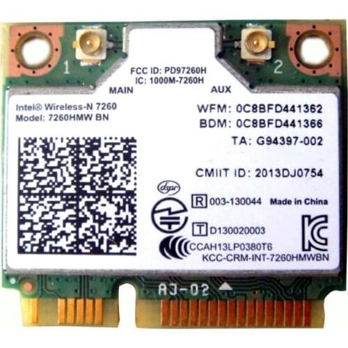 SSEA New Wifi bluetooth 4.0 Wireless Card for Intel Wireless-N 7260 7260HMW BN Hlaf mini pci-E WLAN Network Card 802.11 b/g/n
