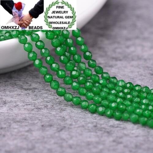 OMHXZJ Wholesale ZB303 2mm DIY Bracelet Necklace Jewelry Accessories Components Natural Stone Hot Fine Malay Jade Faceted Beads