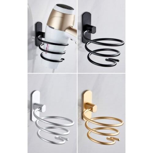 Stick Bathroom Organizer Hair Dryer Rack Aluminum Home Wall Holder Shelf Storage Stand Hooks Storage Holder Shelf