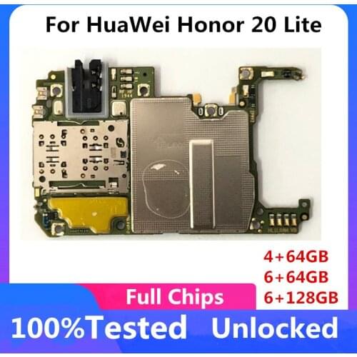 Original Unlocked For HuaWei Honor 20 Lite Motherboard Full Chips 64GB 128GB Main Logic Board Android For HuaWei Honor 20 Lite