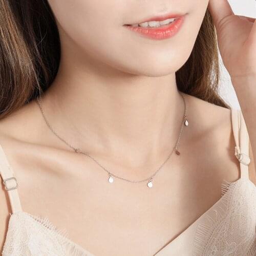 Trendy Cute Real 925 Sterling Silver Geometric Round Choker Necklace For Women Birthday Git