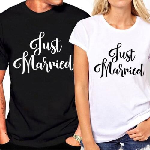 Couple T-Shirt Holiday Short Sleeve Summer Tees Couple Clothes Print Just Married Funny T Shirt for Honeymoon