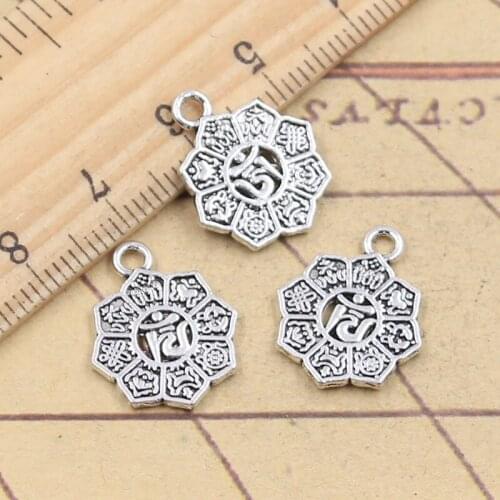 20pcs Charms Yoga Om 18x15mm Tibetan Silver Color Pendants Antique Jewelry Making DIY Handmade Craft