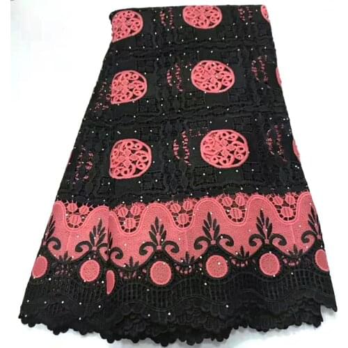 Pink with White African Lace Fabric 2019 High Quality Nigerian Swiss Voile Guipure Lace Embroidery for Dress Weedding CJA002