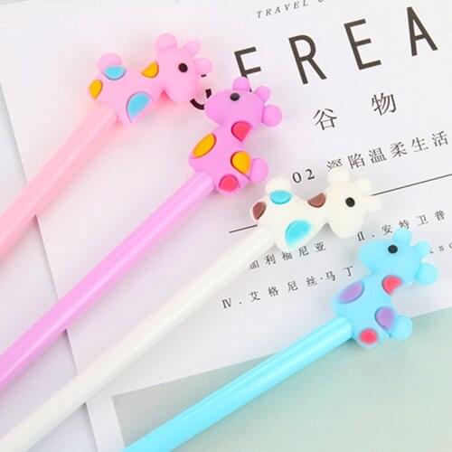 24 Pcs Creative Color Deer Gel Pen Animal Black Water Pen Student Office Pen Kawaii School Supplies