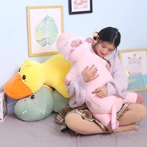 Cartoon Animal pillow plsuh toy Soft Unicorn&dog&duck&dinosaur Stuffed cushion nap doll long pillow Cute gift for child girl kid