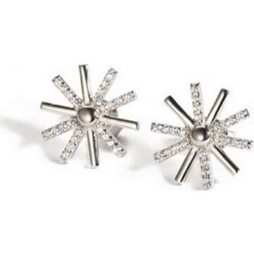 Fine 925 Sterling Silver Fashion Elegant Sunflower Zircon Flower Stud Earrings for Women Girls Party Jewelry 2021 Trend SE146