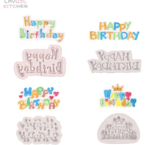 Happy Birthday/English Alphabet Creative Silicone Mold Chocolate Candy Mold Happy Birthday Card Cake Decoration Accessories