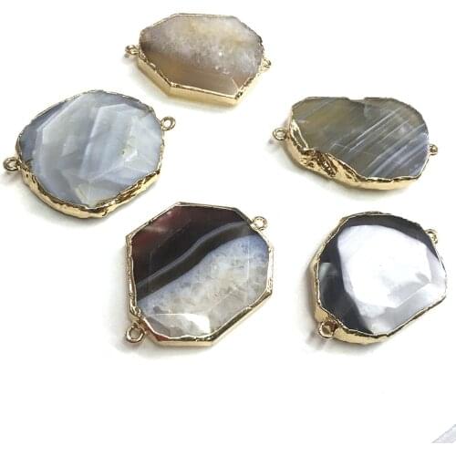 Natural Agates Pendant Connectors Exquisite Irregular Agates Stone Link Charms for Jewelry Making Necklace Bracelet Gift