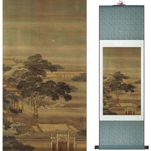 Old fashion painting landscape art painting Chinese traditional art painting China ink painting2019082209