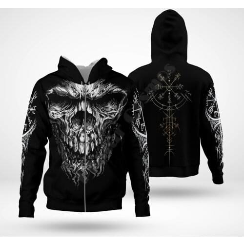 Viking Tattoo 3D Hoodies Printed Harajuku Coat Jacket Men For Women Fashion Zipper hoodies Drop Shipping 10