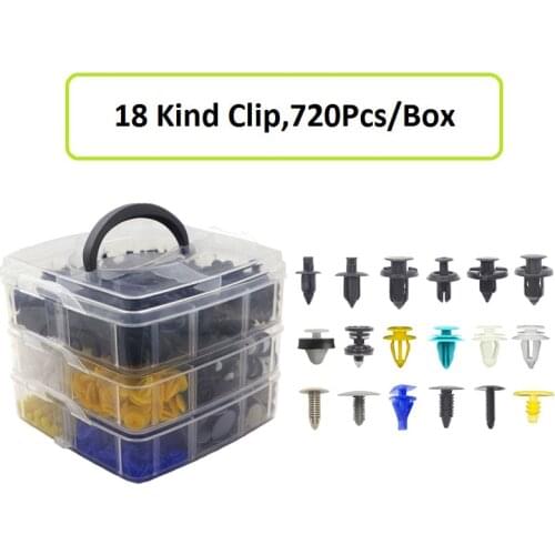 Universal 720Pcs Mixed Car Fasteners Auto Bumper Rivet Retainer Push Engine Cover Fender Fastener Clips