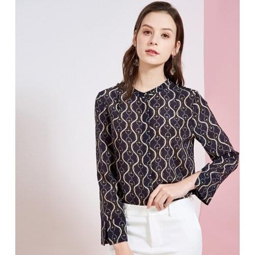 Womens Blouses and Tops Silk black golden Floral Office Formal Casual Shirts Plus Large Size Spring Summer Sexy Haut Femme