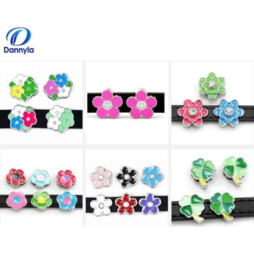 10pcs/lot Wholesale 8mm Mix Style Slide Charms Fit 8mm Wristband Bracelet LSSC28-157