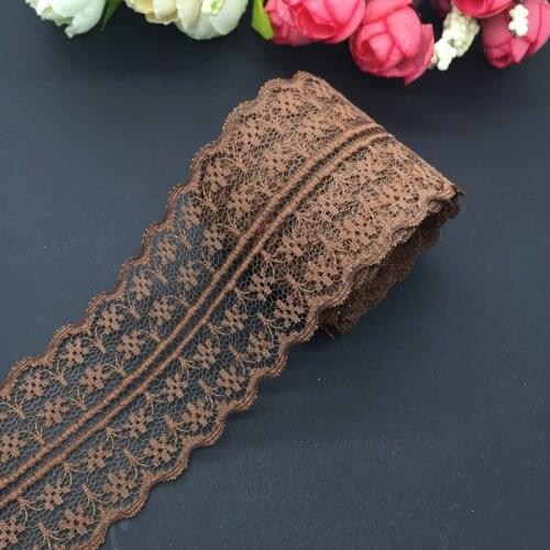 10yards/lot 45mm Wide Brown Bilateral Handicrafts Embroidered Net Lace Trim Ribbon Wedding/Birthday/Christmas Decorations
