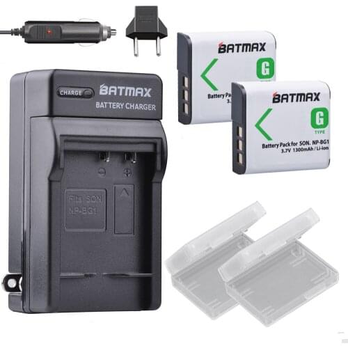 2Pcs NP-BG1 NP BG1 NPBG1 Li-ion Camera Battery+ Wall Charger for SONY DSC W130 W210 W220 W300 H10 H50 H70 W290 HX7 HX10 HX30