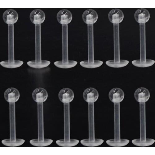 CHUANCI 20 pcs Clear Acrylic Labreat Ear Tragus Lip Ring Ear Stud Fashion Body Piercing Jewelry