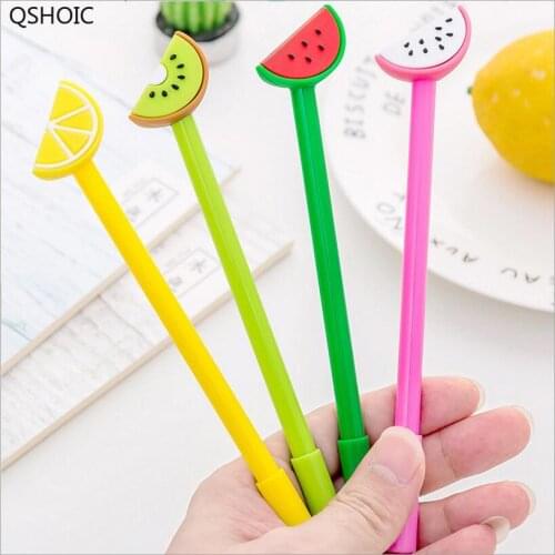 36 Pcs/lot Cute Fruit Lemon Pitaya Watermelon Gel Pen Writing Pens Stationery Plastic Material Office School Supplies Papelaria