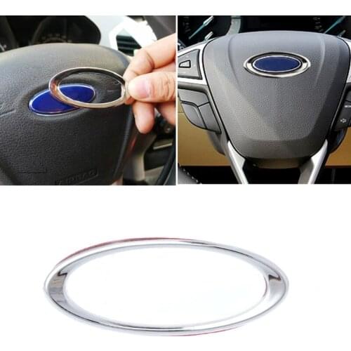 3D Creative Chrome Steering Wheel Sticker For Ford Fiesta Ecosport Kuga Escape Focus Mondeo dropshipping for car accessories