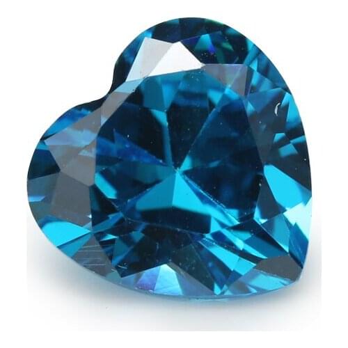 50PCS 3x3~10x10mm Heart Shape Dark Sea Blue AAAAA Loose Cubic Zirconia stone Brilliant Cut CZ Stone For Jewelry DIY