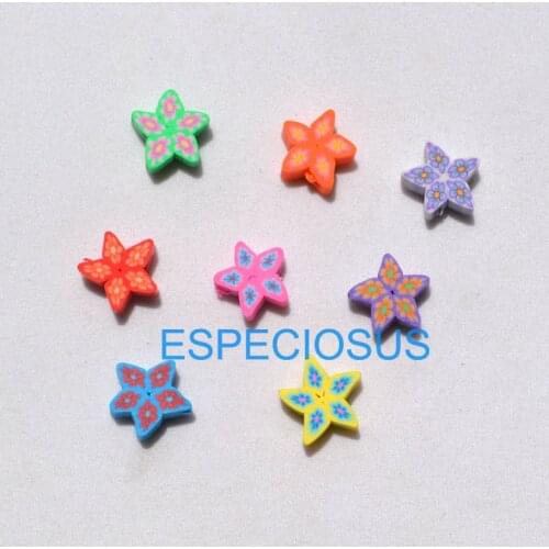 50pcs DIY Jewelry Findings 11mm Polymer Clay Beads Pentagram Shape Mix Color Cartoon Starfish Bracelet Accessory Slices