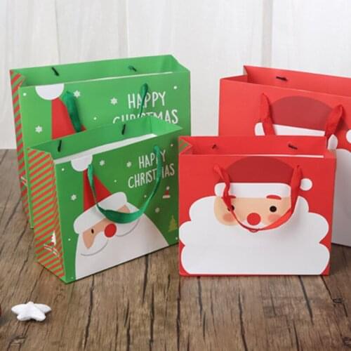 50pcs/lot Christmas paper bag with handle wedding party bag Santa Claus pattern gift paper bag