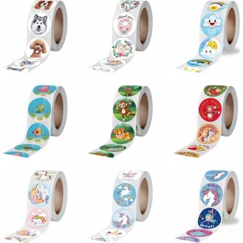 500pcs Kawaii Reward Stickers Teachers 1 inch Encouragement Sticker for Kids zoo Animals Motivational Labels for Students Praise