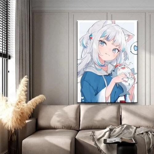 Anime postoer Gawr Gura Hololive Home Decor Canvas Painting Wall Pictures Living Room Decoration Art Manga Posters Prints