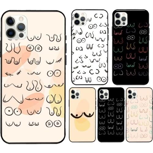 Geometric Beautiful Boobs Art Phone Case For iPhone 11 Pro Max 12 mini 6S 7 8 Plus X XS Max SE 2020 XR Cover Coque