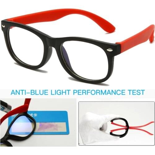 Anti blue Light Kids Glasses Children Square Optical Eyeware Boy Girls Square Computer Transparent Eyeglasses Silicone frame