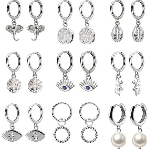 2020 New Top Small 925 Sterling Silver Hanging Stud Earrings For Women Elephant Eye Dazzling CZ Charm Small Studs Earring DA537