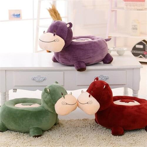 Fancytrader one piece cute stuffed plush hippo kids chair big cartoon animal hippo baby sofa toy for children 65cm X 45cm