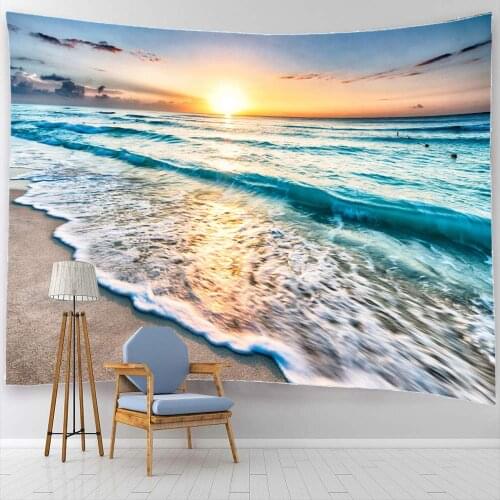 Ocean Tapestry Sea Beach Wave Sun Cloud Landscape Scenery Nature Wall Art Bohemian Home Decor