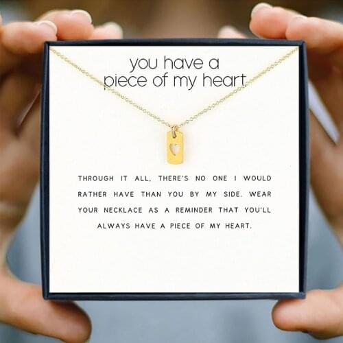 IcareU Hollow Heart Brand Pendant Necklace Creative Love Jewelry Alloy Clavicle Short Chain Make Wish Card Gift Box New Arrival