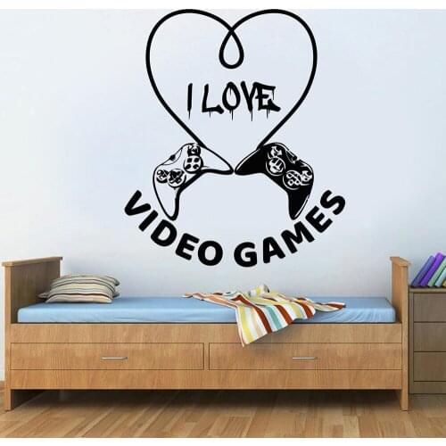 Gamer Wall Decor Controller Wall Decals Quotes I Love Video Game Wall Stickers Gamer Girl Boy Room Gifts Vinyl Wallpaper C142